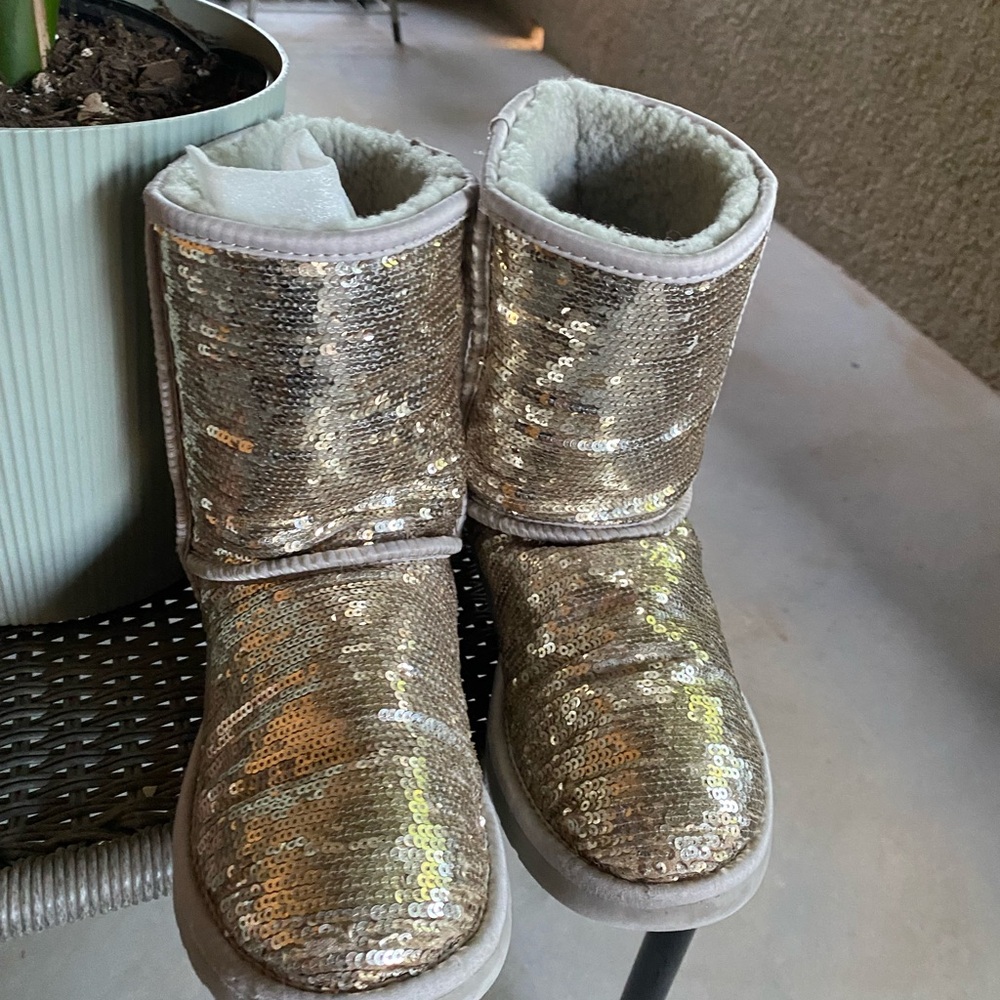 UGG Australia Gold Sequin Ankle Boots